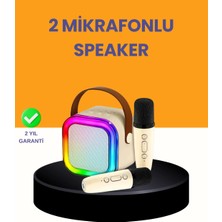 Mossem Çift Mikrofonlu Kompakt Karaoke Hoparlör – Uzun Pil Ömrü