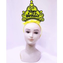 Mossem Happy Birthday Neon Sarı Renk Doğum Günü Tacı 24X15 cm