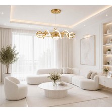 Osc Home Aydınlatma Tasarım LED Avize Yemek Masası 3 Ayrı Işık Yanma Özelliğine Sahip Sarı Kasa