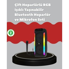 Mossem Çift 4 Inç Hoparlörlü Rgb Işıklı Bluetooth Ses Sistemi