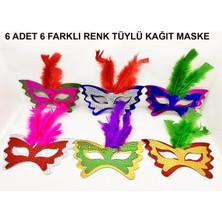 Mossem Renkli Parti Maskesi 639LI | Tüylü Karton Maske Seti (Lastikli)