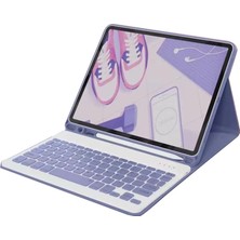 Mossem Ipad Air 11 (2024) Kılıf KC01 Smart Klavyeli Tablet Kılıfı - Derin Mor
