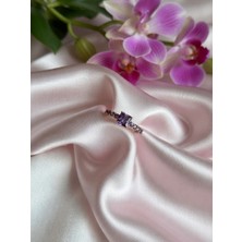 Xuping Jewelry Gold Kaplama Mor Zirkon Taşlı Kare Kesim Kadın Yüzük