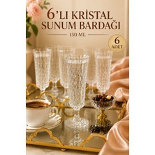 Mutfiko Kristal Sunum Bardağı 130 ml 6'lı Ayaklı Cam Bardak Seti Kahve Yanı Bardağı