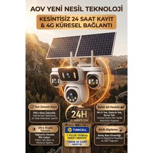 Kadraj 4 Kameralı Solar Panelli Güneş Enerjili Uzaktan Kontrol ,7/24 Aralıksız Kayıt, 2 Solar Panel,aı