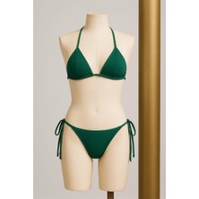 Kadın Yeşil Yandan ve Boyundan Bağlamalı Bikini Mayo Takımı Mery Woman