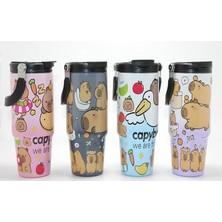 Mossem Capybara Desenli Isı Muhafazalı Pipetli Dev Çelik Kupa (Tumbler) ALK4431