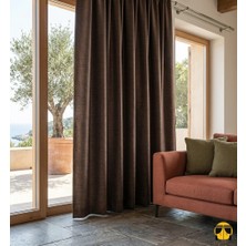 Ran Perde Yatak Odası Fon Perdesi- Kahve - Karartma Perde Blackout Çift Taraflı - Pilesiz Dikim - FRY55