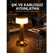 My Best Store Altın Rengi Masa ve Gece Lambası Dokunmatik Şarjlı Masa Lambası