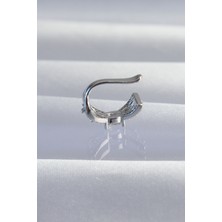 Bezos Pirinç Gümüş Renk Zirkon Taş Kaplama Earcuff Küpe