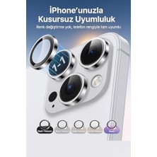 Bg Store iPhone 15/15 Plus Kamera Lens Koruyucu, Safir, Kolay Kurulum, Alüminyum Alaşım Çerçeveli 9h Sertliğinde Cam Lens, Silver