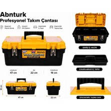Abnturk 19'' Paslanmaz Çelik Çift Kilitli Iç Tepsili Profesyonel Takım Çantası-Dayanıklı Geniş Hacimli Çok Bölmeli Alet Çantası 47X22X19CM