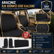 Araba Koltuk Kılıfı 3’lü Set Sıvı Geçirmez Ön ve Arka Koltuk Koruyucu Örtü Bagaj Havuzu