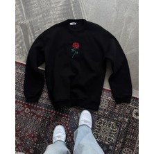 Modayakamoz Unisex Bisiklet Yaka Ön ve Arka Baskılı Sweatshirt - Siyah
