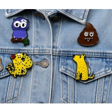 Herşey Nota Sevimli Hayvanlar & Eğlenceli Figürler Rozet– Baykuş, Köpek, Leopar ve Emoji