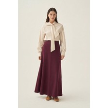 Fellı  Bordo Yumuşak Dokulu Çan Etek