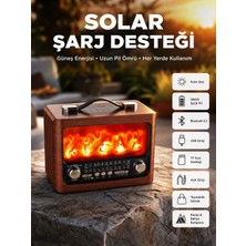 Tech Butiq Taşınabilir Şömine Görünümlü Bluetooth Hoparlör – Solar Şarjlı, Alev Işıklı, 7W Ses
