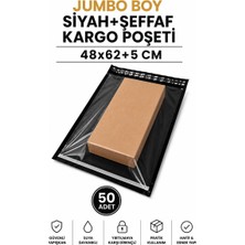 Aydogan's Ayd Jumbo Boy Siyah Şeffaf Kargo Poşeti 48X62+5 cm 50 Adet