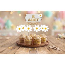 Çavuş E-Ticaret Papatya Temalı Pasta Kürdanı Papatya Cupcake Süsü Papatya Doğum Günü Süsü Parti Süsü