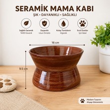 Nokta Yükseltilmiş Seramik Mama ve Su Kabı Ahşap Görünümlü Makinada Yıkamaya Uygun Ömürlük Desenli Boya
