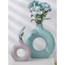 Luniva Home Dekoratif 2'li Ev, Ofis Dekoru ve Hediyelik Modern Donut Halka Vazo Seti