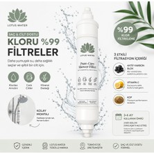 Lotus Duş Filtresi Klor Giderici Aktif Karbon Vitamin C Kdf Duş Suyu ve Banyo Filtresi Cilt Nemlendirici Arıtma Filtresi