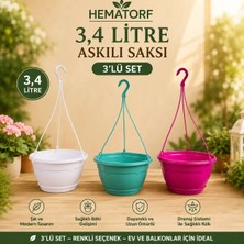 Makrome Askılı Çiçek Saksı 3 Adet Renkli -3,4 Litre