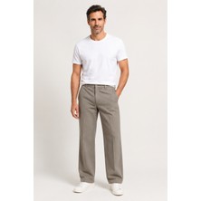Bihan Store Erkek Dokulu Kumaş Düz Kesim Keten Pantolon  1864-TOPRAK