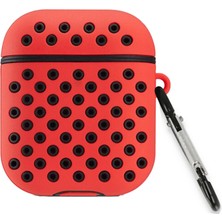 Bezos Airpods 2 (2.nesil) Spor Delikli Kılıf - Kırmızı-Siyah