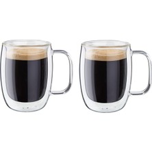 Brf Store Yavuzsell Zwilling Sorrento Çift Camlı Kulplu 2'li Espresso Bardak Seti, 134 Ml, Cam, Şeffaf Cam