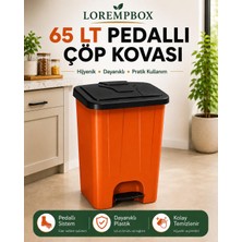 Lorempbox 65 Lt Pedallı Çöp Kovası Ev, Ofis, Mutfak, Bahçe ve Işyeri Kullanımına Uygun Turuncu Siyah