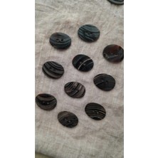 ILCARE Doğal Siyah Hakiki Inci Midye Kabugu   Sedef Düğme -20X18 mm 10 Adet