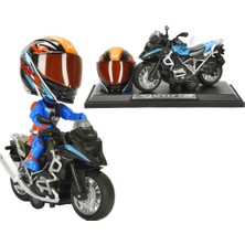 Sunman Motorcycle MY66-M1218K Motosiklet Bmw Off-Road Kasklı Figür Sesli Işıklı 1:14 3+