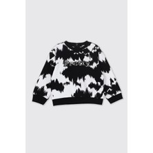 Panço Kız Bebek Nakış Detaylı Desenli Beyaz Sweatshirt