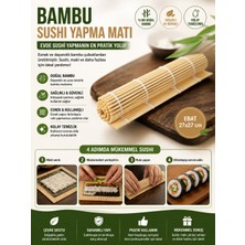 Ufak Tefek Şeyler Organik Bambu Suşi Yapma Matı 27X27 cm Doğal Sushi Sarma Hasırı Maki Yapıcı Makisu