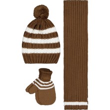 Civil Baby 6-18 Ay Atkı Bere Eldiven Set - Kahverengi