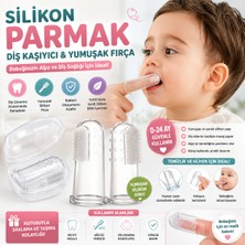 Ufak Tefek Şeyler Silikon Parmak Bebek Diş Fırçası ve Diş Kaşıyıcı Kutulu Saklama Hazneli Bebek Ağız Bakım Seti