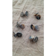 ILCARE Doğal Hakiki Inci Midye Kabugu Manşe  Sedef T Düğme Altan Dikme 12 mm 6 Çift