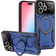 Bezos iPhone 15 Pro Joy Lens Standlı Kapak - Lacivert