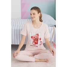Siyah İnci Çok Renkli Pamuklu Örme Pijama Takım