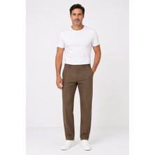 Bihan Store Erkek Klasik Kesim Tensel Pamuklu Keten Pantolon 1260-KAHVE