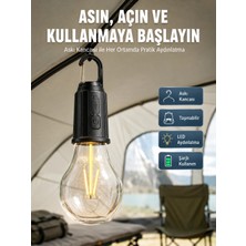 Sepetopia Taşınabilir Şarjlı LED Ampul Askılı Lamba Kamp Bahçe Lambası