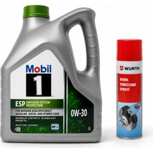 Mobil 1 Esp 0W-30 Tam Sentetik Motor Yağı 4 Litre + Würth Balata Spreyi 500 ml