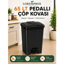 Lorempbox 65 Lt Pedallı Çöp Kovası Ev, Ofis, Mutfak, Bahçe ve Işyeri Kullanımına Uygun Siyah