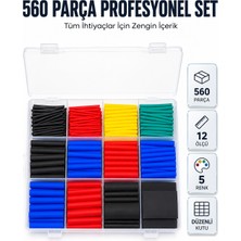 AyrStore 560 Parça Kablo Izolasyon Makaron Seti 12 Ölçü 5 Renk Heat Shrink Tube Organizer Kutulu