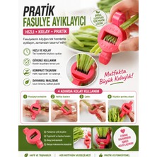 Ufak Tefek Şeyler Pratik Taze Fasulye Dilimleyici ve Kılçık Ayıklayıcı Aparat Çift Yönlü Sebze Doğrayıcı Jülyen Kesici