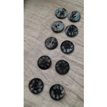 ILCARE Doğal Siyah Lazerli Hakiki Inci Midye Kabugu  Sedef  Düğme 18 mm 10 Adet