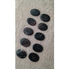 ILCARE Doğal Siyah Hakiki Inci Midye Kabugu   Sedef Düğme -25X18 mm 10 Adet