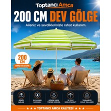Toptancı Amca Deniz Şemsiye Premium 200 cm 10 Telli Kalın Gabardin Plaj Şemsiyesi Bahçe Balkon Kamp Piknik Şemsiyesi