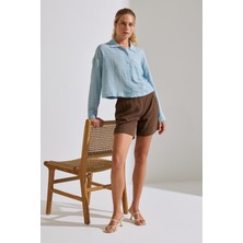 U.s. Polo Assn. Kadın Mavi Gömlek Desenli 50324650-VR036